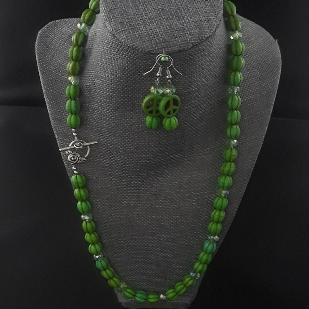 Howlite stone necklace and earring  set.